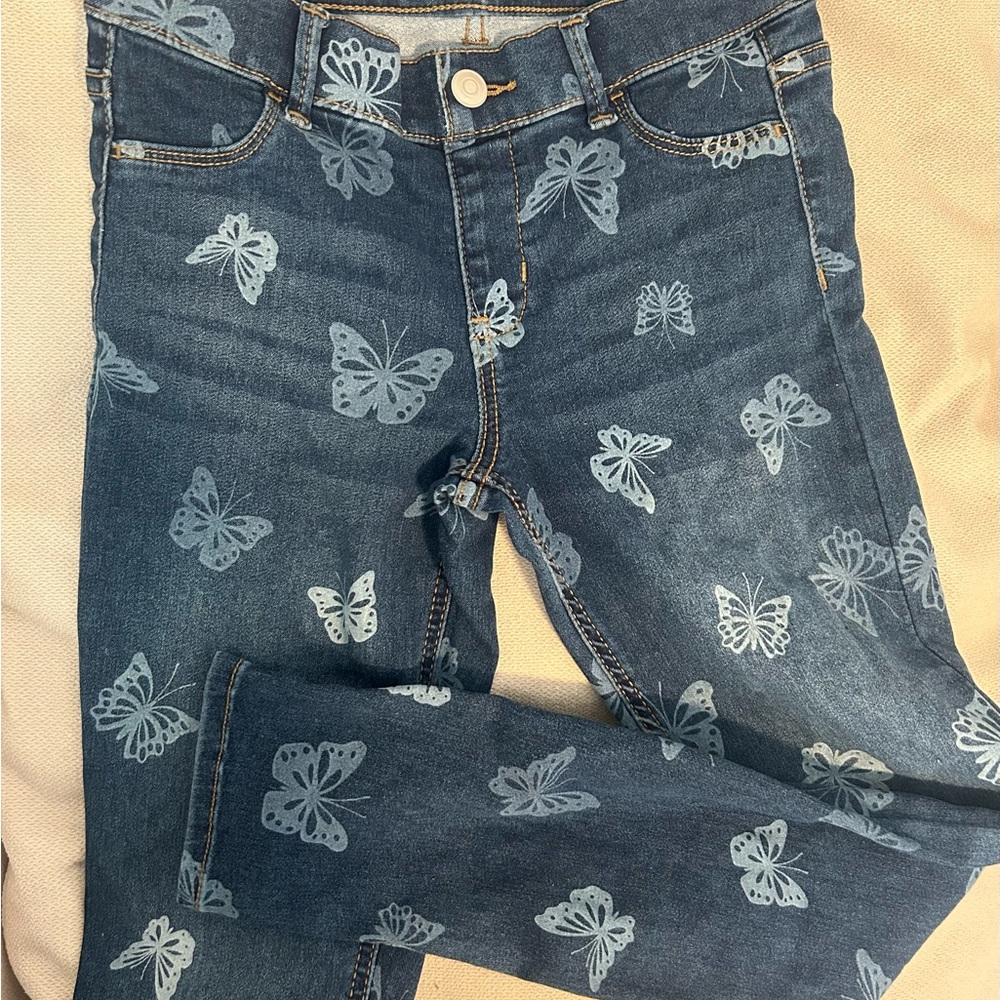 Butterfly Print Blue Jeans